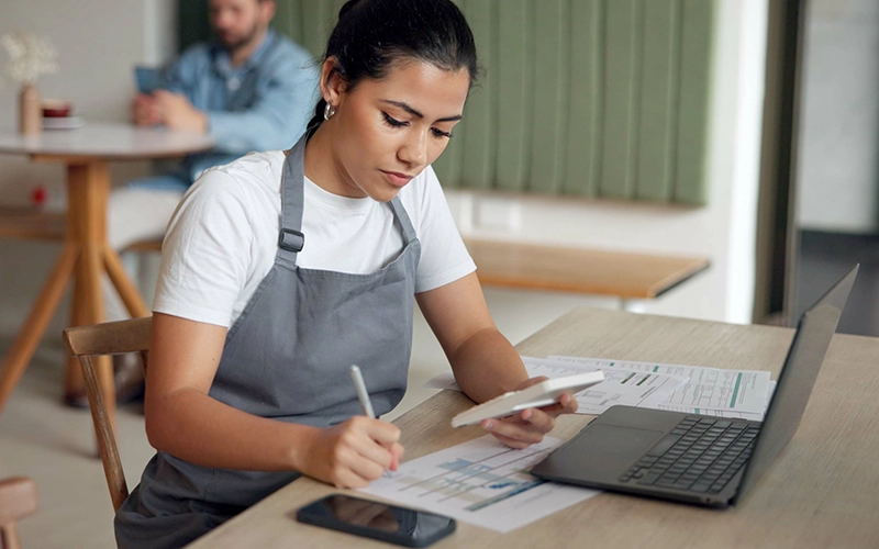 business woman with papers