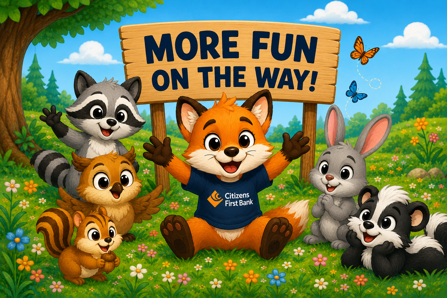 Felix the Fox celebrating
